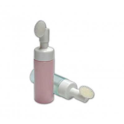 Wholesale Private Label 170ml Facial Cleanser Foam Pump Plastic Bottle with Silicone Brush Head